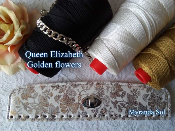 Queen Elizabeth ecopelle golden flowers