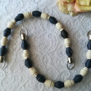Manici pelle bianco e blu