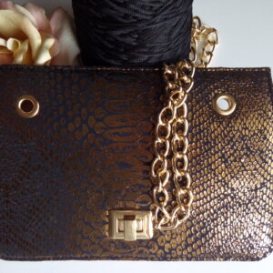 Patella in ecopelle cocodrile gold