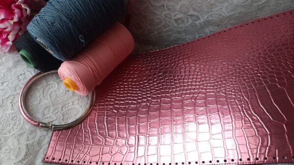 Kit Elegance pelle cocco metallizzata rosa