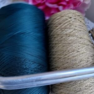 Topazio, la clutch con lurex + portacellulare - verde bosco*oro