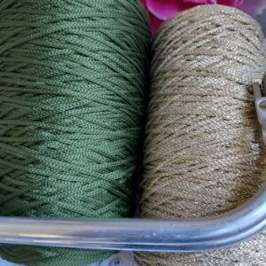 Topazio, la clutch con lurex + portacellulare - verde oliva*oro