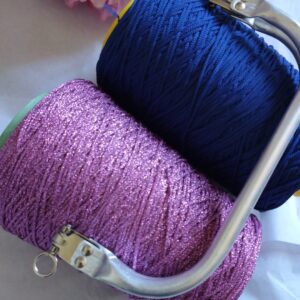 Topazio, la clutch con lurex + portacellulare - blu*magenta
