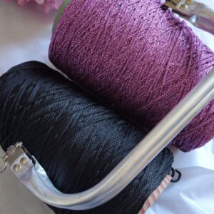 Topazio, la clutch con lurex + portacellulare - nero*magenta